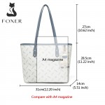 Δερμάτινη Γυναικεία Τσάντα PVC Shopper  Ωμου Foxer 900535F άσπρο/μπλέ