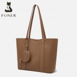 Δερμάτινη Γυναικεία Τσάντα Shopper  Ωμου Foxer 9136048F μαύρο