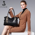 Δερμάτινη Γυναικεία Τσάντα Shopper ‘Ωμου Foxer 958136F μαύρο