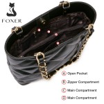 Δερμάτινη Γυναικεία Τσάντα Shopper ‘Ωμου Foxer 958597F μαύρο